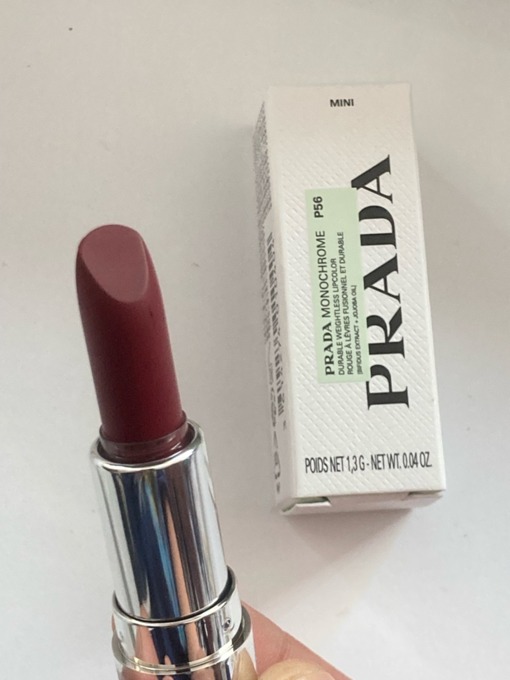 PRADA Mini Lipstick in Shade Notte (P56) - Rich Cranberry Color